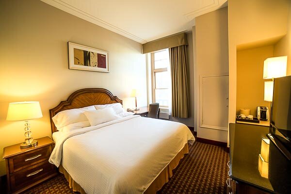 The Deluxe King Room has a lush king size bed.